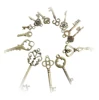 13pcs Vintage Antique Old Brass Skeleton Alloy Keys Lot Cabinet Barrel Lock Hand Sanitzer Holder Key Chain Home Decor 2