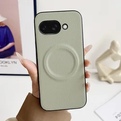Premium Plain Leather Phone Case with Built - in MagSafe Magnetic Ring and Camera Protection - Google Pixel 8 Pro (Green)
