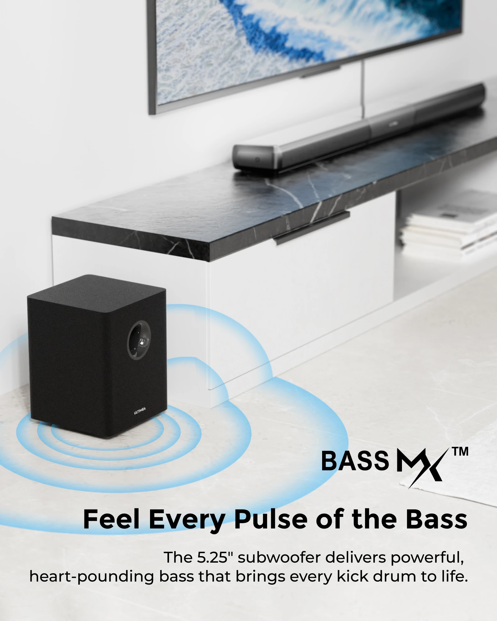 ULTIMEA 320W 5.1ch Sound Bar Surround Sound System with Dolby Atmos&App Control, Detachable PC Soundbar with RGB Light 3