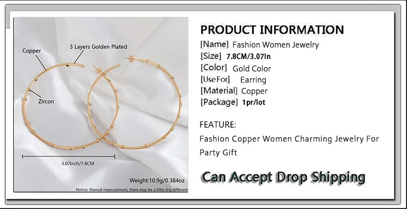 MHS.SUN Modische vergoldete große Kreolen für Damen, Zirkonia-Ohrringe, Hip-Hop-Piercing-Ohrschmuck, Partygeschenk – Detail 3