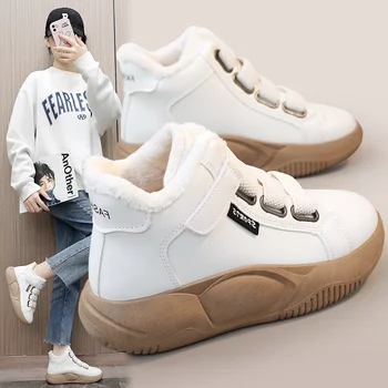 Women's Winter Casual Cotton Boots Thick Bottom High Top Non Slip Were Resistant Plush Warm Cotton Large Size Shoes 1
