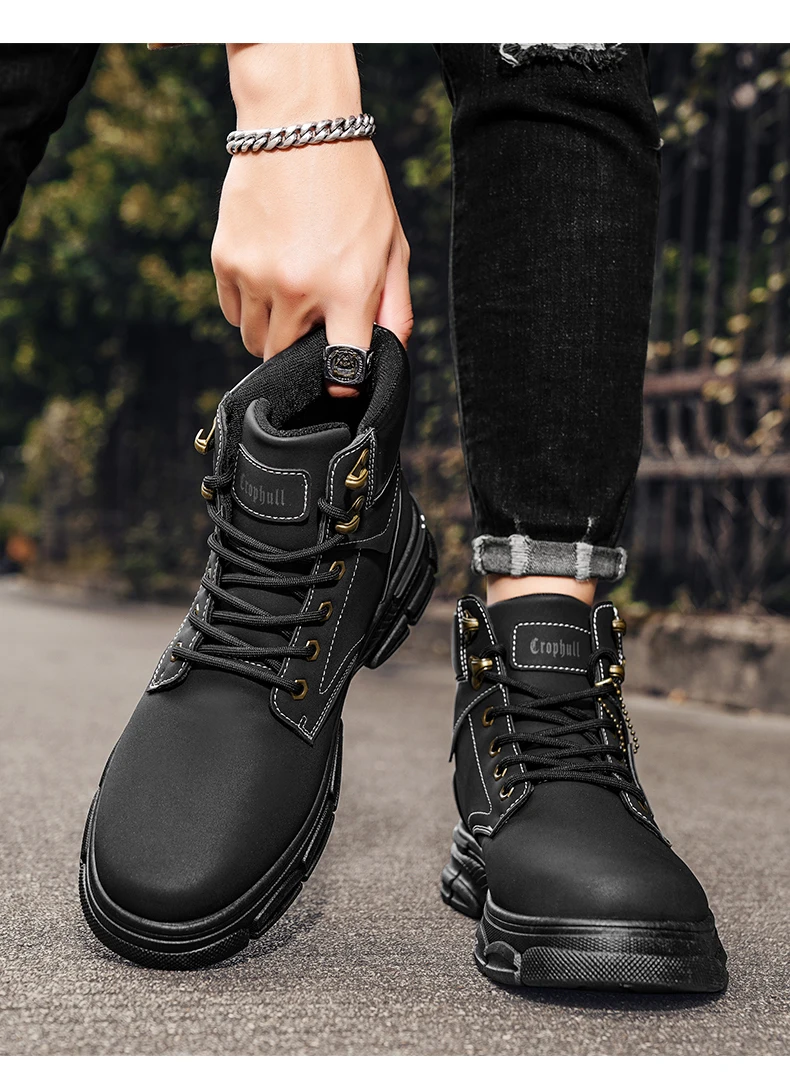 CYYTL Mens Boots Casual Winter Shoes Platform Leather Outdoor Designer Luxury Work Safety Ankle Sneakers Chelsea Cowboy Tactical