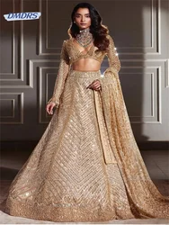 Luxury Appliques Sequins Wedding Dress Sexy Deep V-neck Floor-length Bridal Gown Romantic Vestidos De Novia