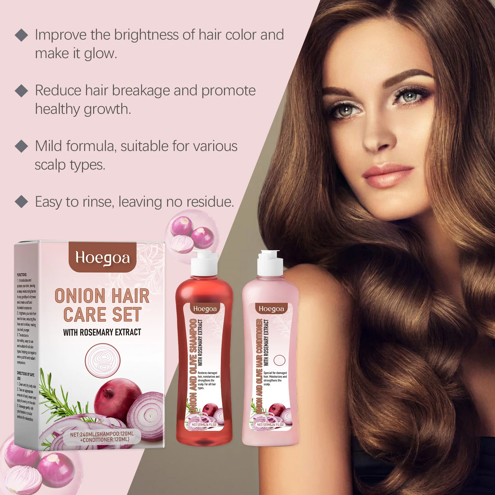 Onion Rosemary Shampoo For Hair Growth Scalp Cleanses Oil Control Improves Hair Quality Volumizing Hair Strengthen Conditioner 6
