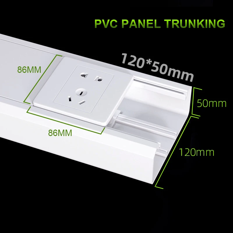 4 Pack Cable Panel Trunking, Cable Trunking Duct Applicable for Fixing Square Socket -120mm W&times;50mm H &times;500mm L