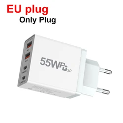 Universal Fast USB Charger with QC3.0 & Type C PD - EU Plug--55W
