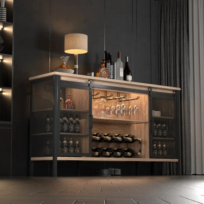European Modern Style Living Room Wall Mounted Supermarket Bar Storage Wine Cabinet Display Rack