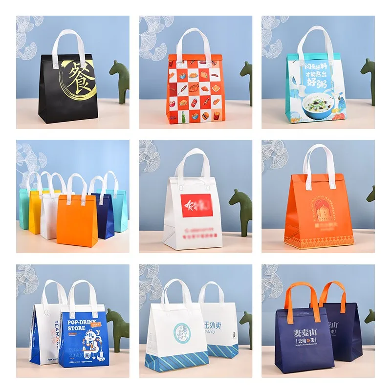10pcs Non-Woven Insulated Tote Bags – Reusable Thermal Cooler Pouches for Food, Cake, D... - SKU NITB2302 - UGI Packaging