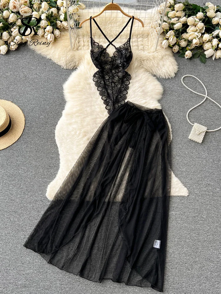 Women Lingerie Women Bodysuit Sleep Wear Set Lace Two Pieces Suits