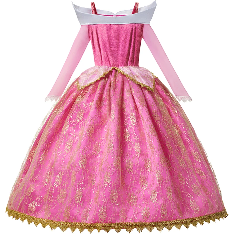 Disney Girls Sleeping Beauty Dresses Aurora Cosplay Costumes Briar Rose Princess Dress Girls Birthday Party Clothings 2-12Years