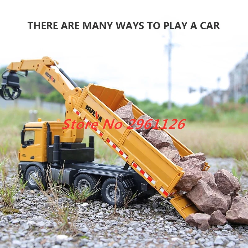 2.4G 26CH Alloy Timber Grapplo 1/14 RC Engineering Vehicle Dump Truck Unload 16KG Trailer Cars excavator Toys Gift transport car 4