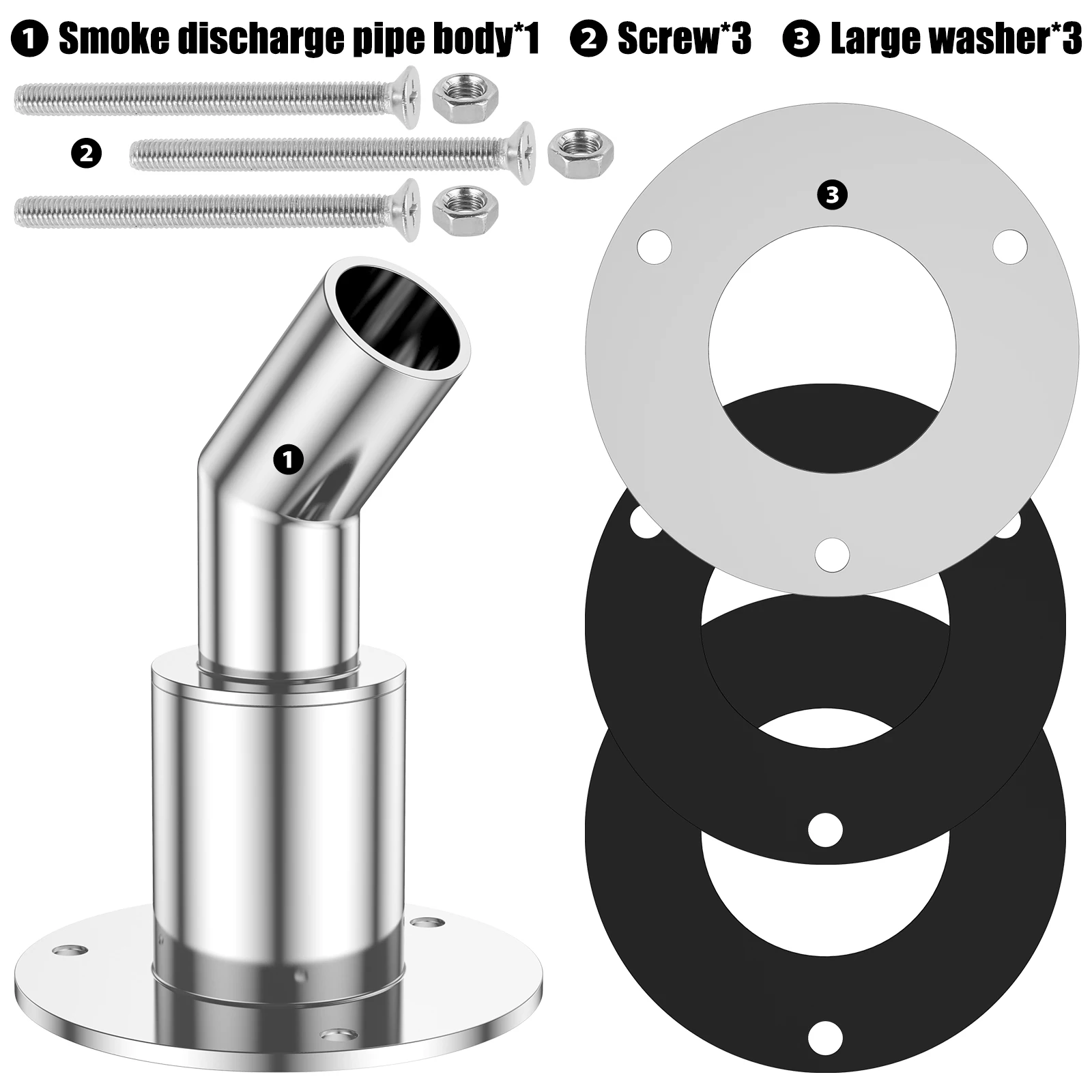 Riisoyu Peau D'échappement à Travers La Coque, 22MM Acier Inoxydable Droite à Travers La Coque D'échappement, Adapté Aux Voitures, Camions, Bateaux