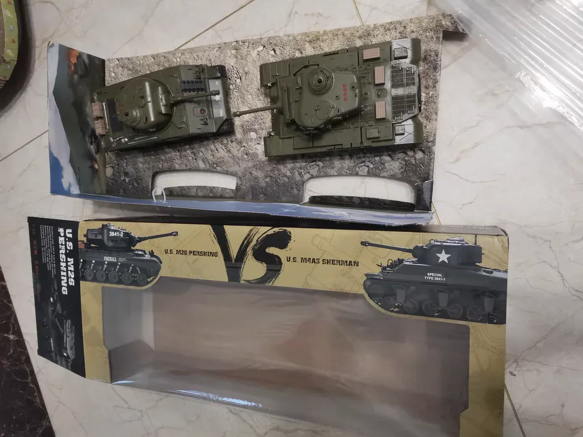 1/30 탱크 Henglong Sherman Vs Pershing 적외선 배틀 탱크, 2.4ghz RC 배틀 팬저 리모컨, 미국 패션 모델 탱크 장난감