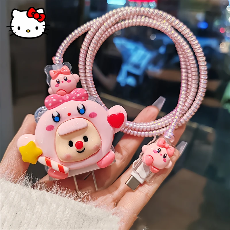 

Kirby Charger Case Protective Case Kawaii Sanrio 20W Anti Drop and Anti Break Charger Set for IPhone 15 14 ProMax Accessories