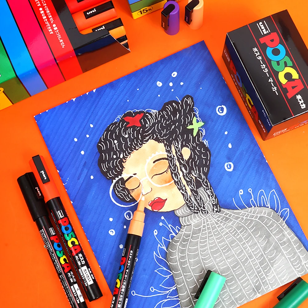 Permanent Markers UNI Posca Markers PC-3M Waterproof DIY Graffiti Manga Cards Posters Rock Ceramic Glass Metallic Craftwork Paint Pen