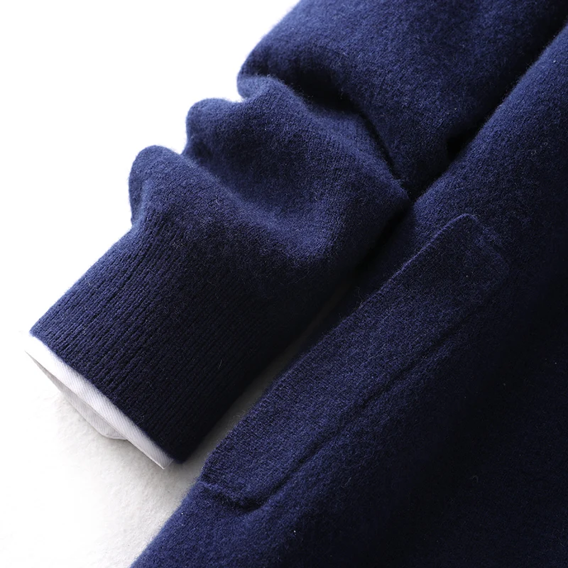 2024 Men Knitwear Pure Australian Wool Sweater Zipper style Cardigan Polo Collar Thick Style Warmth Basic Business Clothing Tops 3