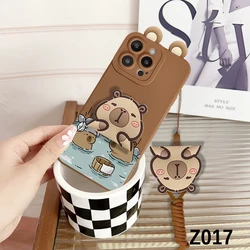 3D Cartoon Capybara Strap Lanyard Cover - Honor 500 Pro 5G (Z017)