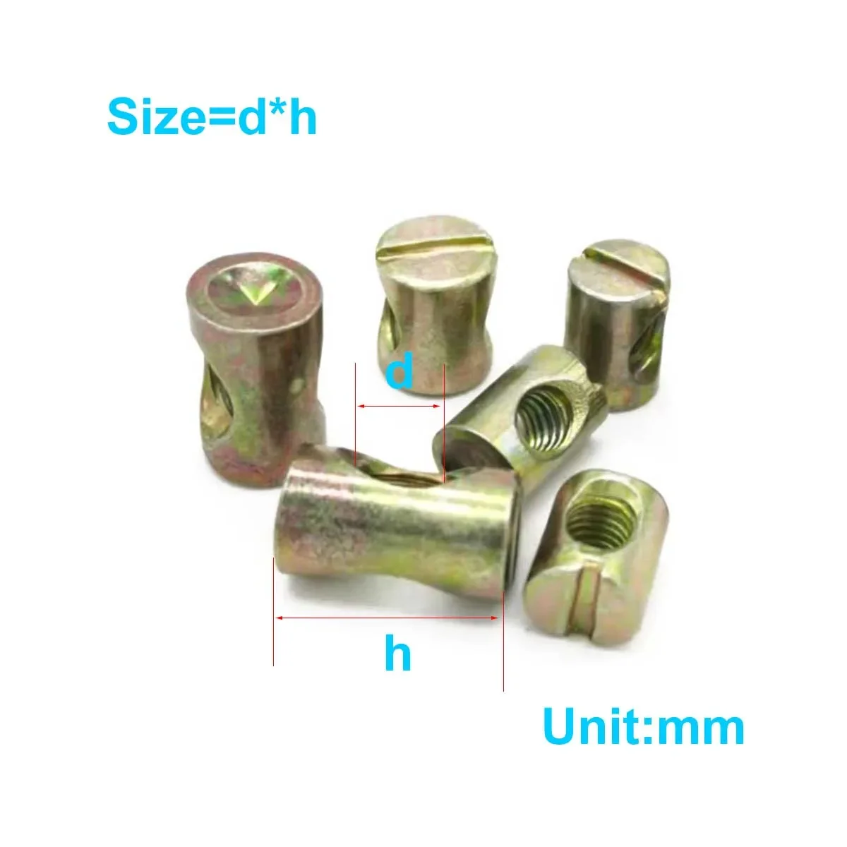 

Colored Zinc Hammer, Horizontal Hole Furniture Screw Connector, Embedded Cylindrical Hammer Nut M6M8