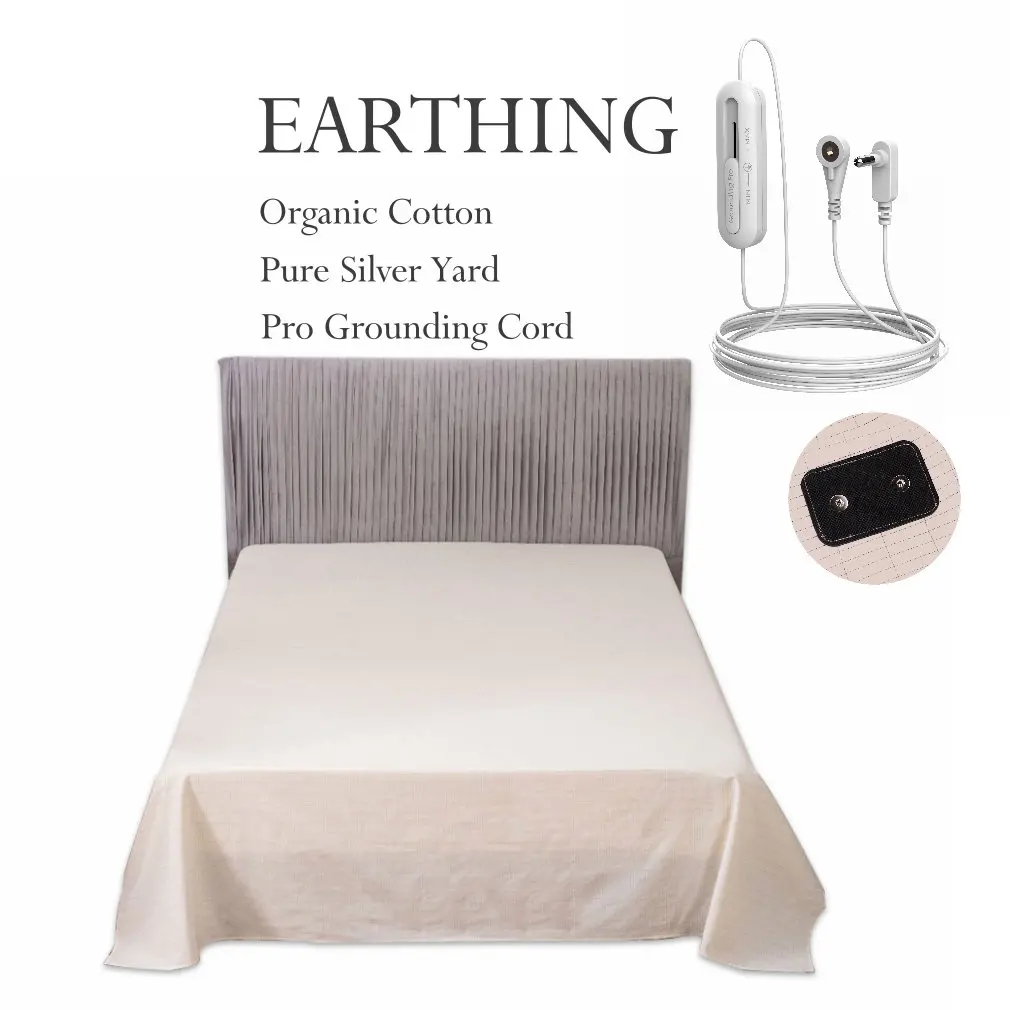 Earthing bed sheet 210*260cm(83*102Inch) organic cotton silver fabric wrinkle free  Breathable Not include Pillowcase 2