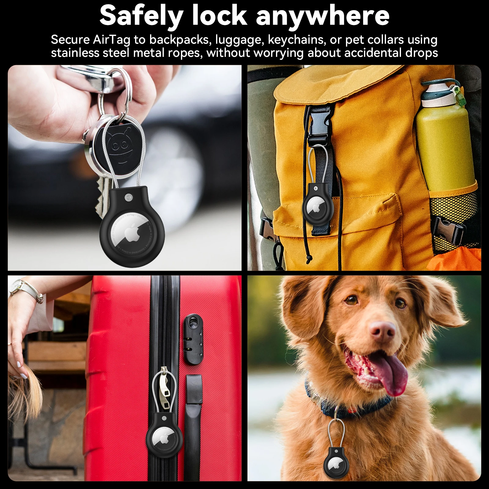 Premium 360° Protective AirTag Cover with Metal Keychain and Hex Wrench Kit