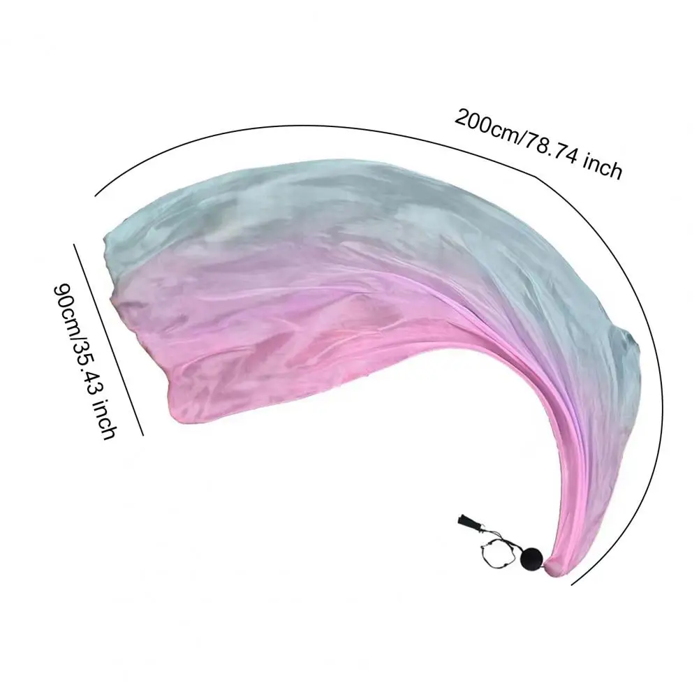 Folding Fan Mini Fan Hand Fan Wooden Hand Fan Gauze Scarf Women Stage Performance Wear Belly Dance Gradient Color Flowy Long Scarf Ball Set Fan Classical Dance Hand Fan