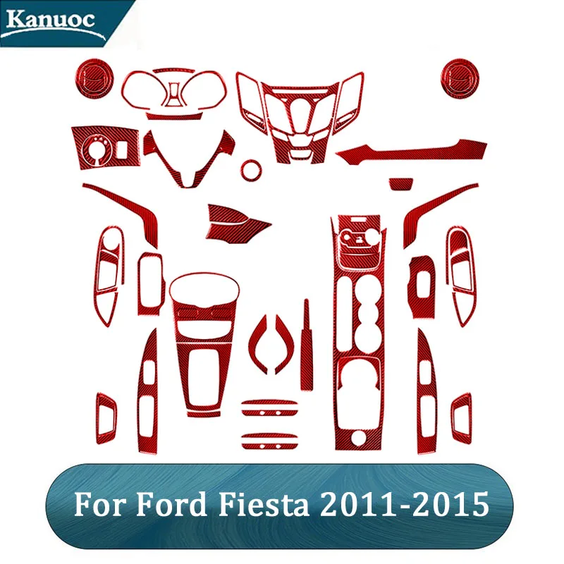 Углеродное волокно для Ford Fiesta 2011 2012 2013 2014 2015, различные детали, красные наклейки, аксессуары для интерьера автомобиля для ford fiesta 2011 2019 аксессуары из углеродного волокна для интерьера автомобиля