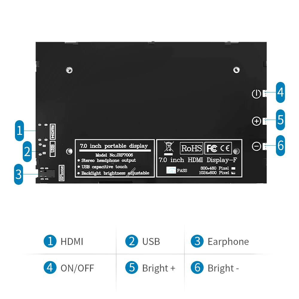 LCD Display Module 7 inch For PC Raspberry Pi 5