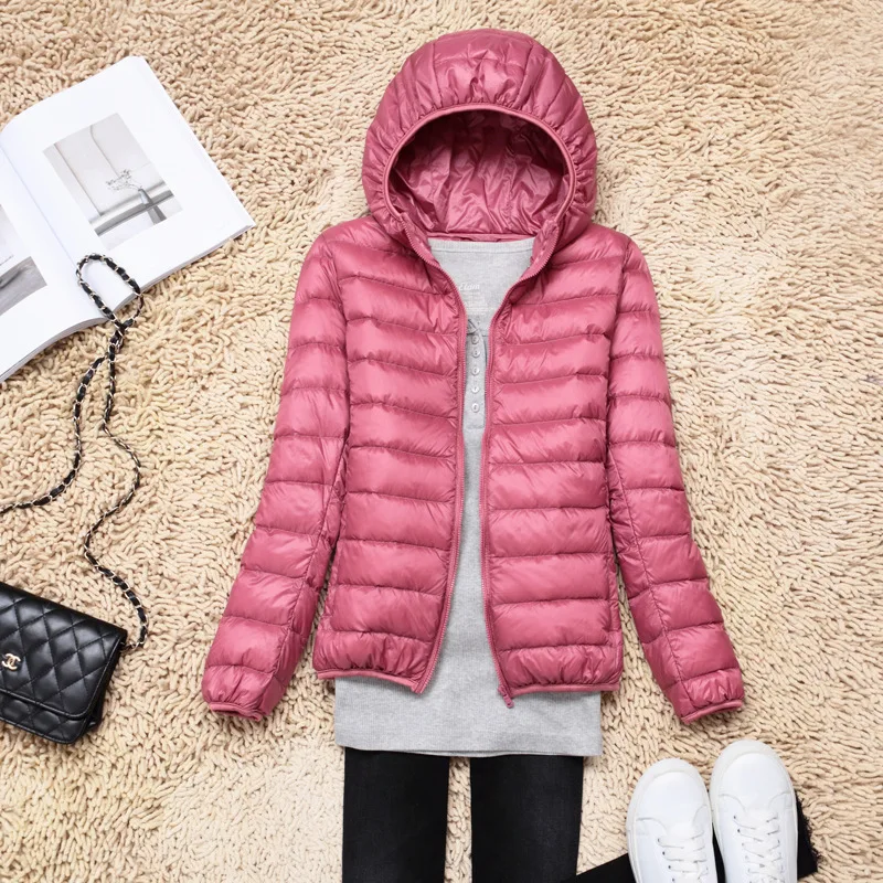 Thin-Down-Jacket-Women-Autumn-Winter-Slim-Short-Hooded-Warm-Zipper ...