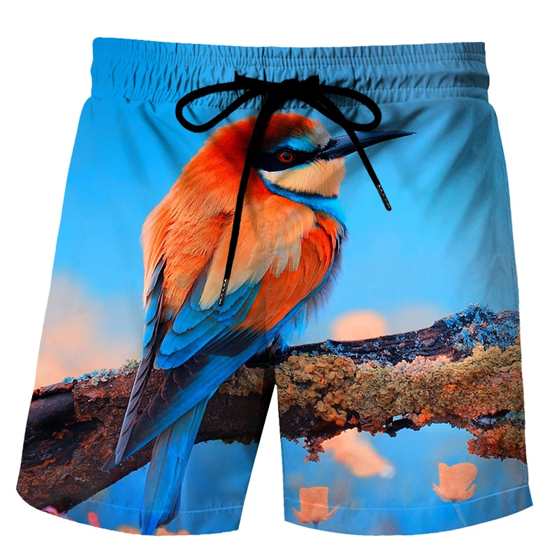 Fun duck patterned beach shorts, 3D animal print, board shorts, sports swimsuit, gym swimsuit, cool ice pants