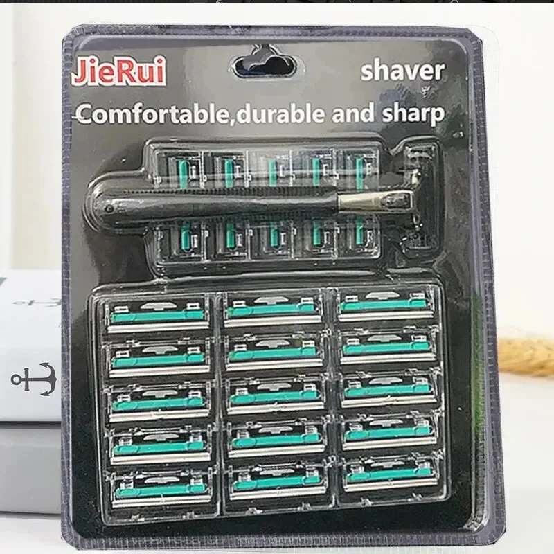 Razor Shaver Double Razor Blades Replaceable Heads Old Manual Fine 1 Blade Frame 20 Heads
