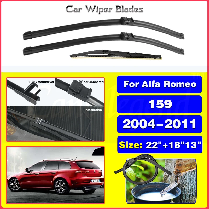 Set Spazzole Tergicristallo Anteriore E Posteriore Per Alfa Romeo 159 2004-2011 2005 2006 2007 2008 Parabrezza Parabrezza 22 "+ 18" + 13"