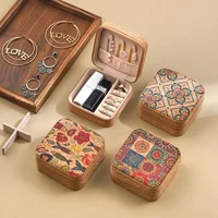Cork Patterned Jewelry Box with Fashionable Retro Style Portable Travel Jewelry Storage Display Rings, Necklaces, Earrings 2
