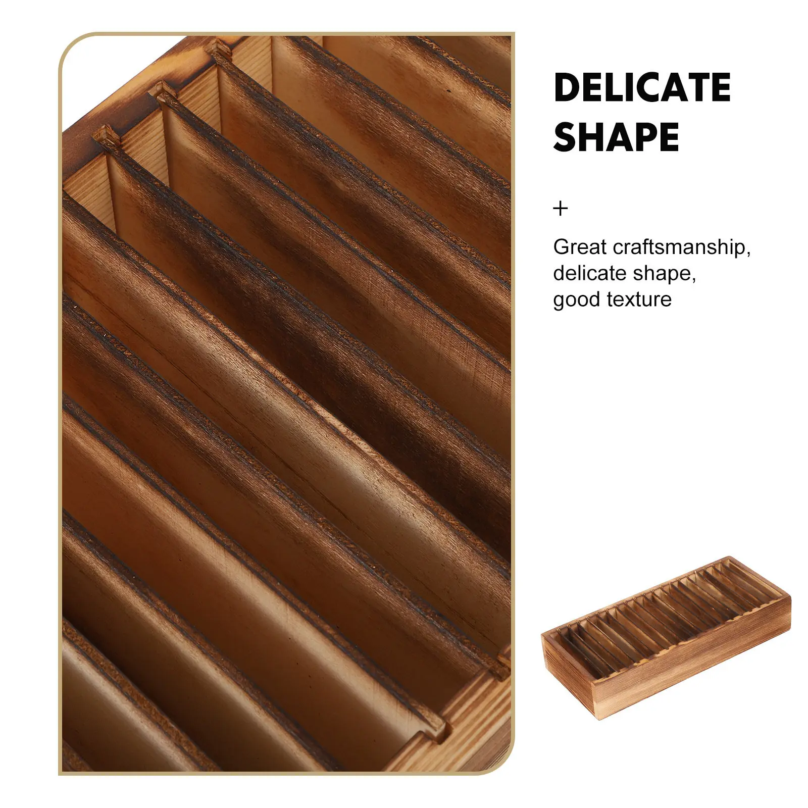 Solid Wood Business Card Organizer Box Desktop Card HolderRemovable Dividers for Office Home  Portable Minimalist