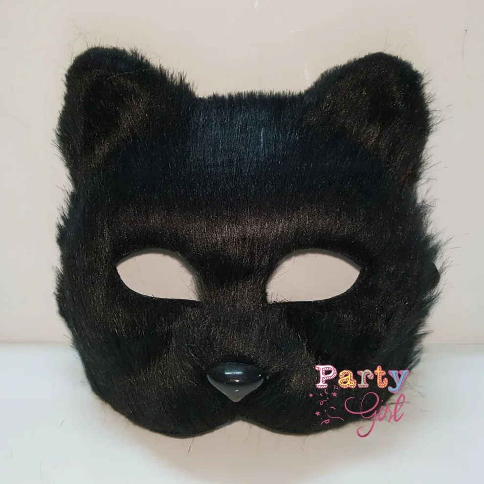 Half face mask fox shape imitation cat hair Christmas carnival party cosplay Halloween costume props male female toy