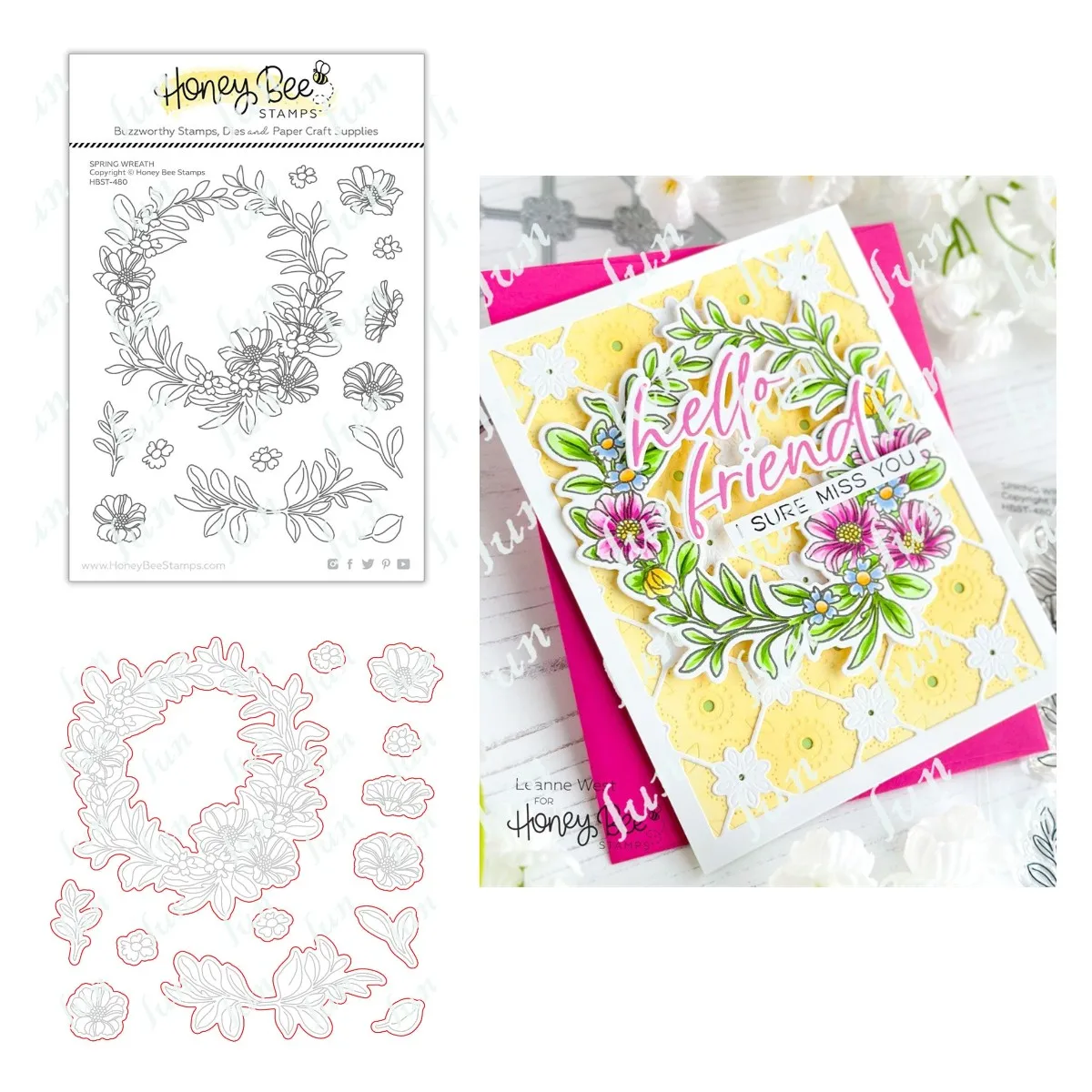 

New Spring Wreath Stamps and Metal Cutting Dies Set for Diy Craft Making Greeting Card Scrapbooking Decoration Stencil Template