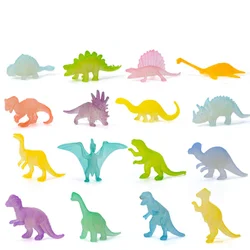 16pcs Luminous Mini Dinosaur Model Toy Plastic Glow in the Dark Decoration Children Boy Gift