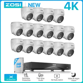 ZOSI 16CH 4K CCTV Cameras System 8MP Outdoor Indoor PoE Security Cameras 16Port 32-Channel NVR 4TB HDD Home Video Surveillance 1
