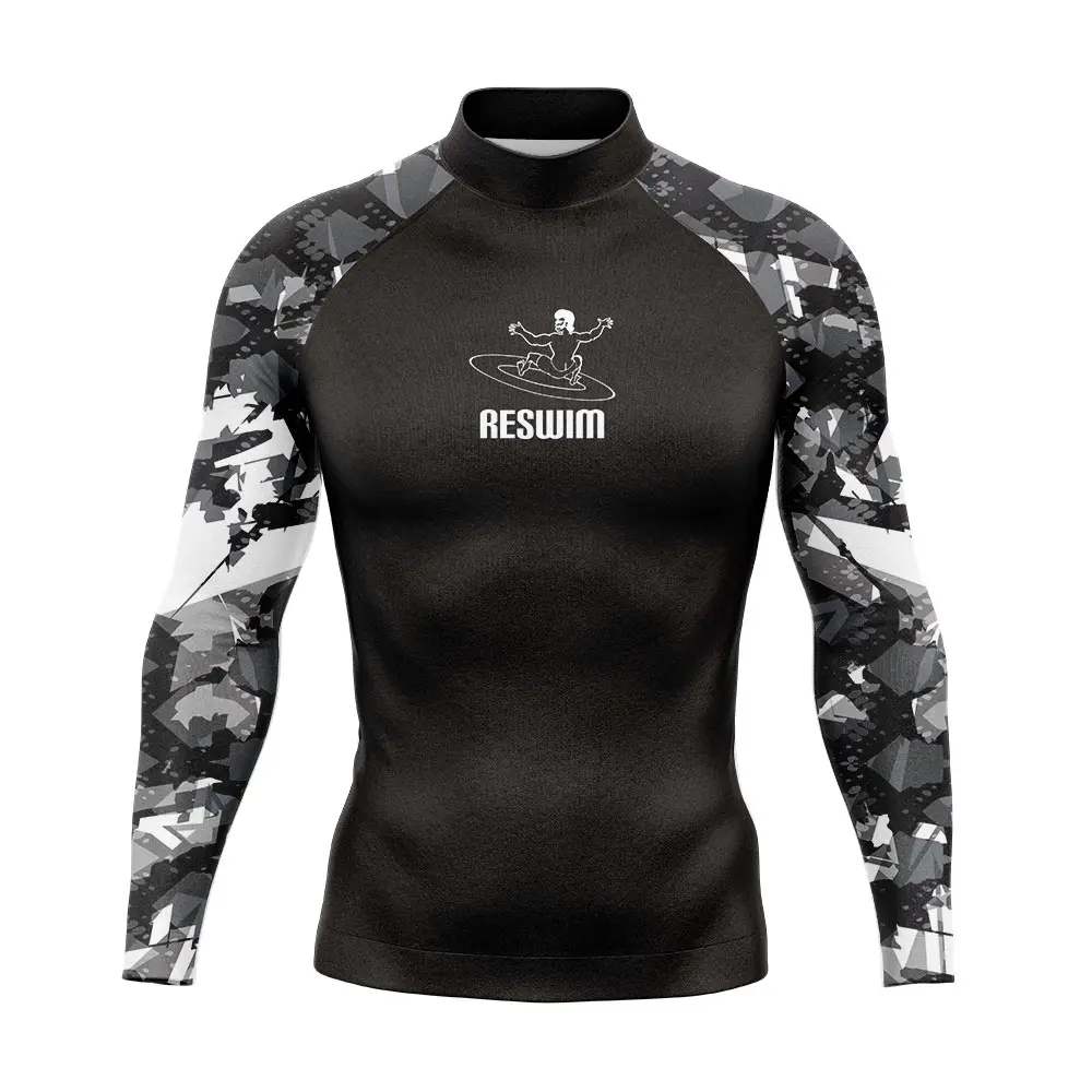 2023 Mens Swimsuit Rash Guard Long Sleeve Surfing Diving Tight Shirt Swimming T-shirt Beach UV Protection Swimwear GYM Rashguard