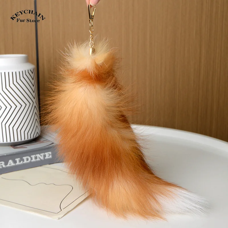 natural fox fur tail keychain furry 2024 chic y2k beautiful