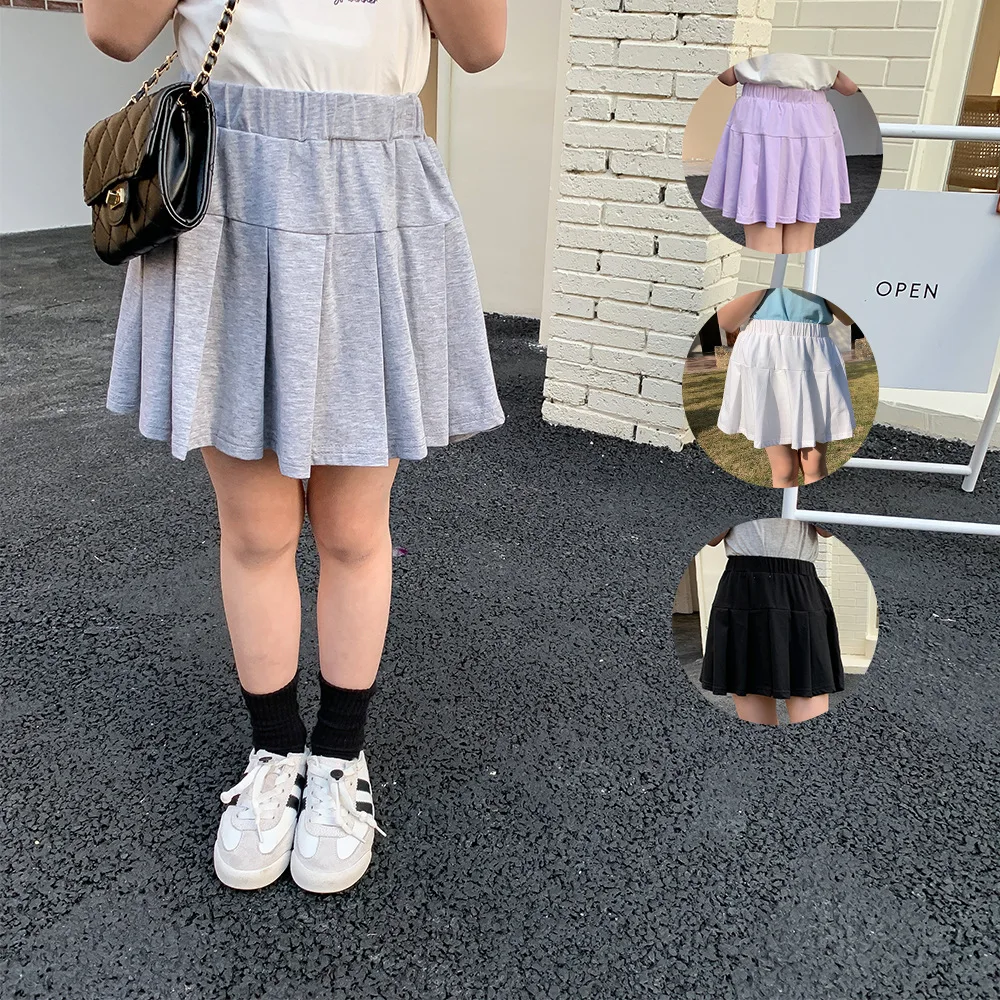 

Baby's All-match Pleated Skirt Pants Children's Pure Cotton Navy Style Summer Skirt with Safety Pants Girls' Cotton