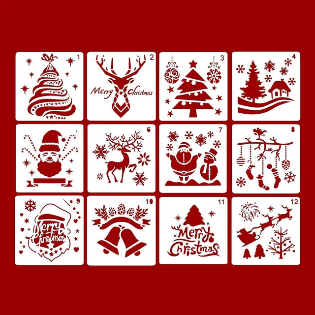 12 Pieces Christmas Stencils Template Reusable Plastic Craft for Art  Drawing Painting Spraying Window Glass Door Car Bod - AliExpress