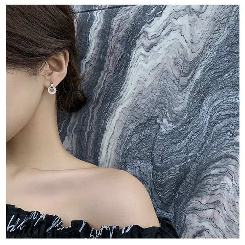 Plated 14k Real Gold Luxury Tiny Earring Exquisite Round Zircon Anti-allergy Top Quality Earring Circle Jewelry Pendant Gift