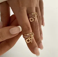 2024 Nwe Stainless Steel 18 K Gold Plated Sun Rings for Women Natural Stone Inlaid in Hollow Metal Texture Ring Trendy Jewelry 5