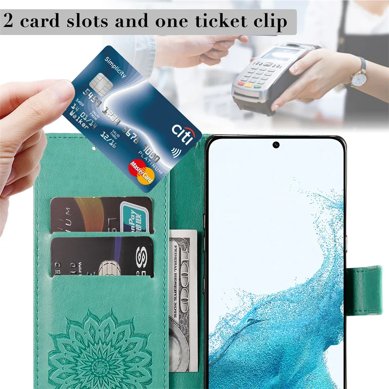 Suower Flip Leder Magnetische Brieftasche Handyhülle für Samsung Galaxy S23 S21 FE S22 Ultra Plus Rückseite mit Kartensteckplatz_voghion.com