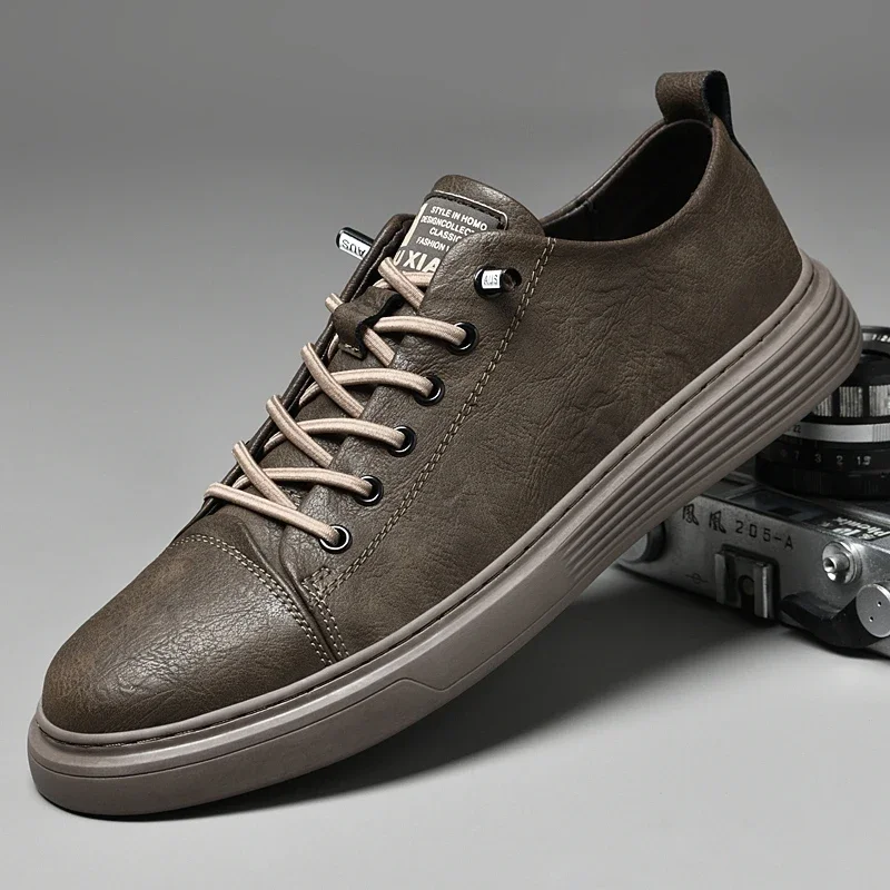 Genuine Leather Men Casual Shoes Designer Luxury Brand Lace Up Skateboard Sneakers Italian Men's Shoes Mocassins Plus Size 47 casual sneakers,leather shoes,leather sneakers