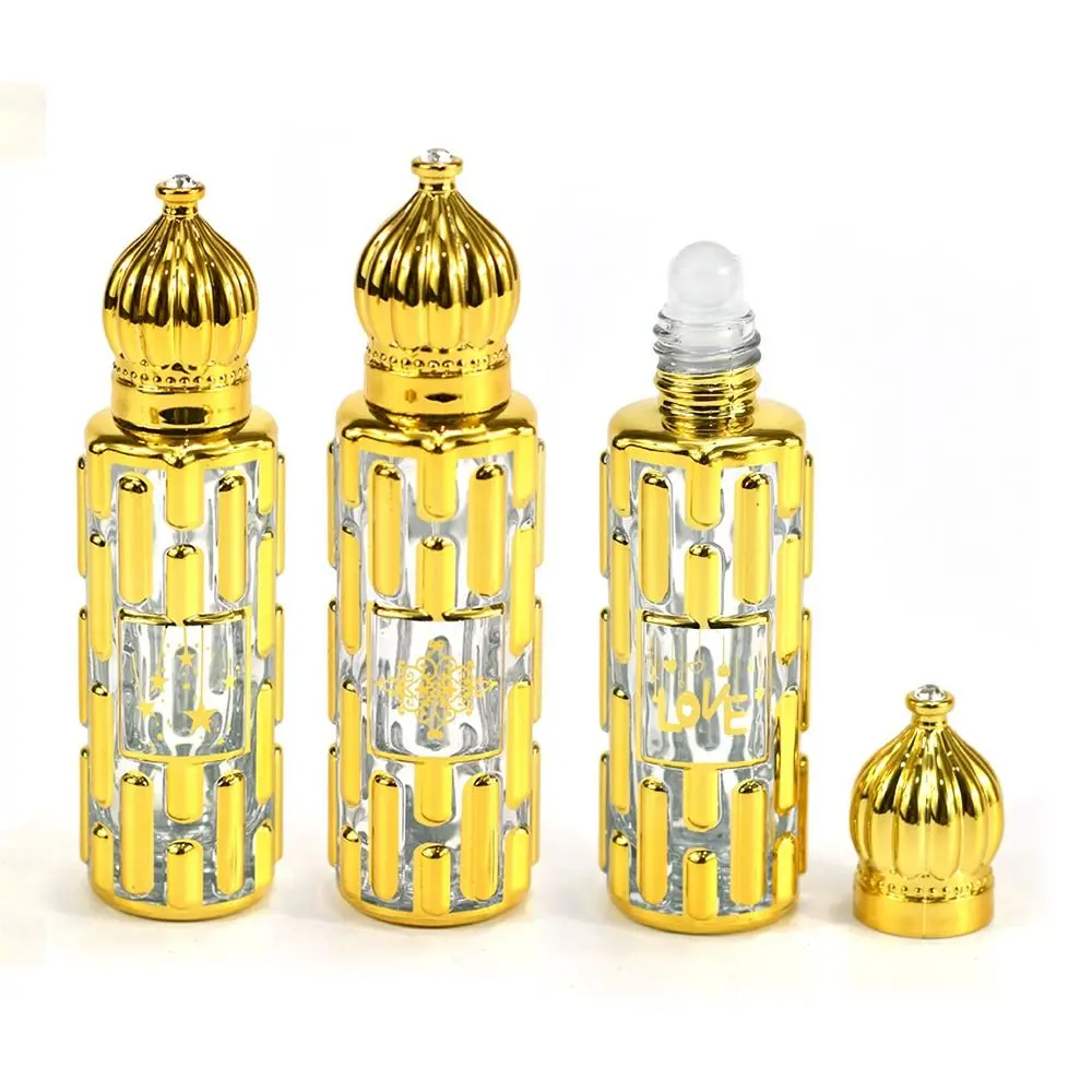 

1Pc Random Luxury Refillable Essential Oils Roll On Bottles Empty Perfume Bottle Portable Vintage Bronzing Liquid Container