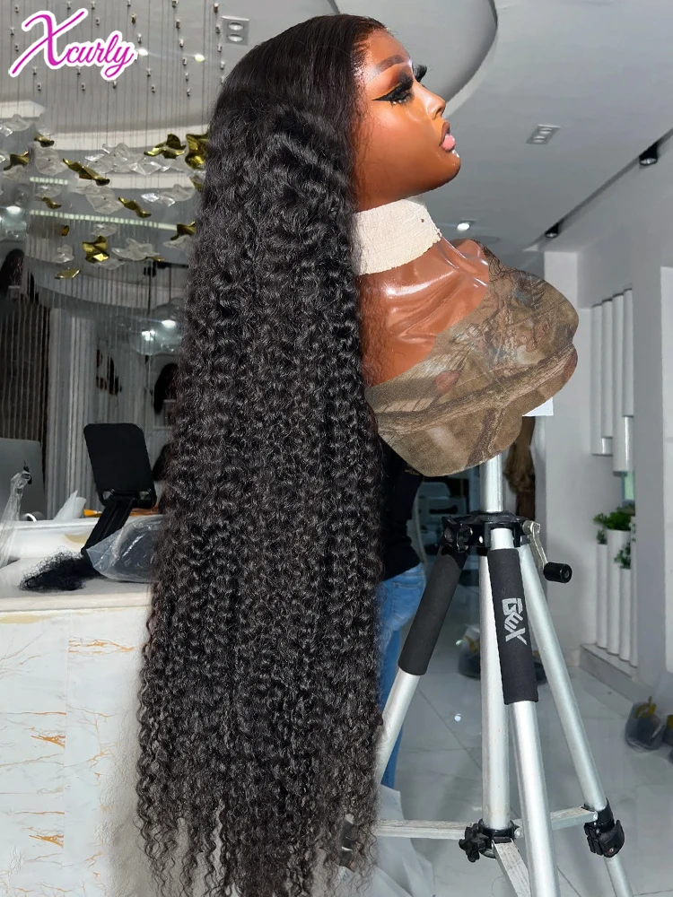 220 Density Curly 13x6 HD Lace Front Human Hair Wig 30 40 Inch Water Deep Wave For Women