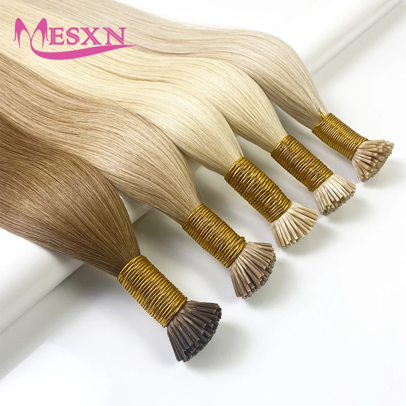 Straight I Tip Hair Extensions Natural Real Human Fusion Hair Extensions Keratin Capsule Blonde Color 14-22inch hair extensions