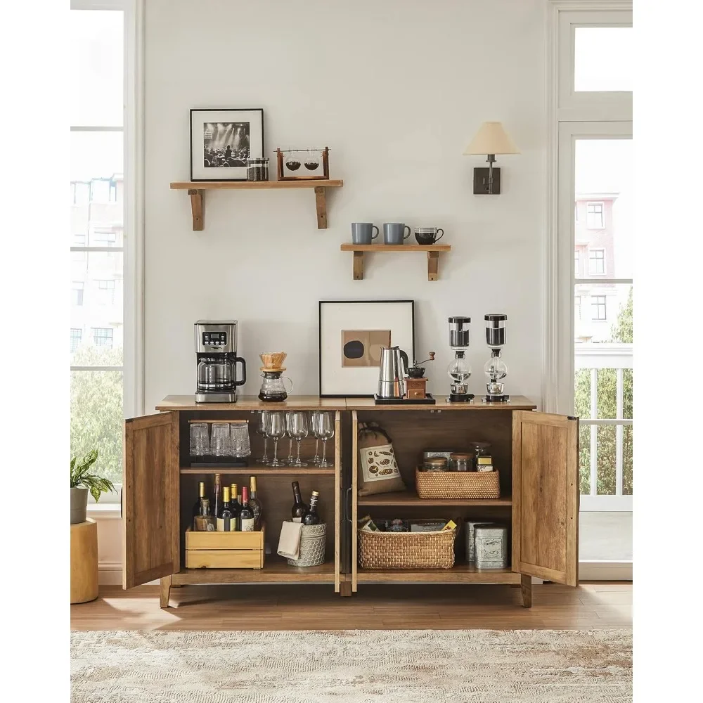 Buffet Storage Cabinet, Credenza Sideboard Table, Kitchen Cupboard with Adjustable Shelves for Living Room, Dining Room