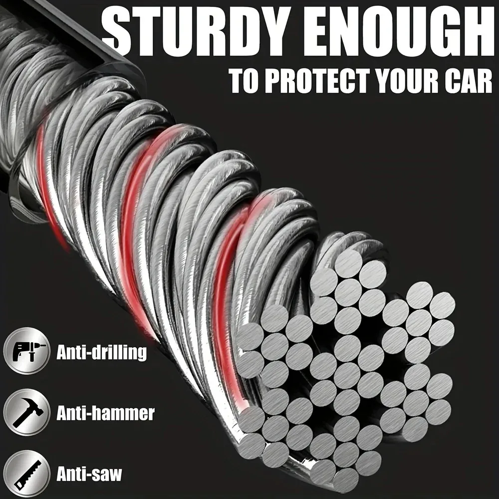 Universal Adjustable Anti-Theft Steering Wheel & Belt Lock | Cut-Proof Cable, Durable Security, Available in 4 Colors